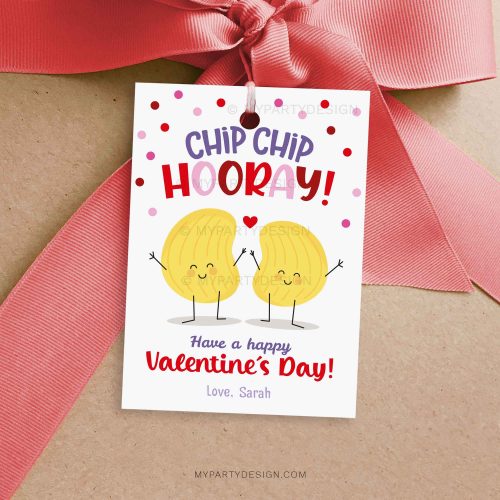 valentines chip hooray chips gift tag for Valentine's Day class gifts
