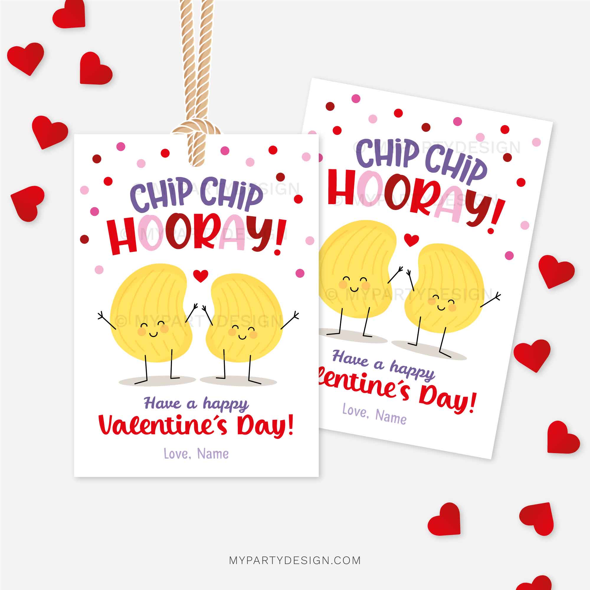 VALENTINES-GIFT-TAGS-CHIP-CHIP-HOORAY-CHIPS-00B Valentine's Day gift tags for chips that read "chip chip hooray, have a happy Valentine's Day"