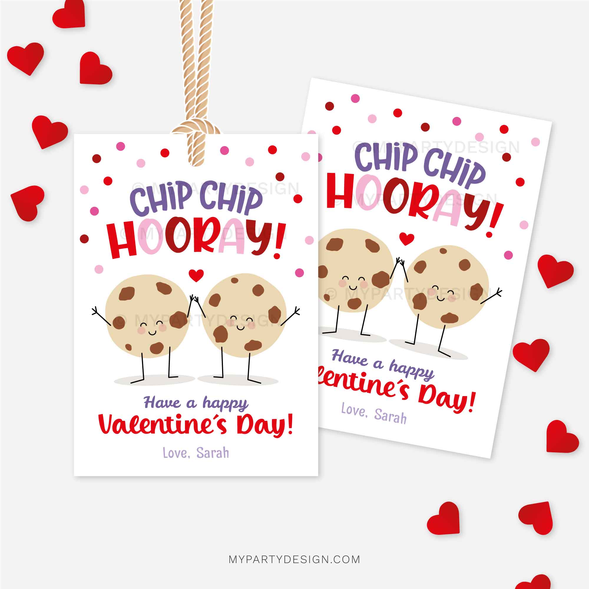 VALENTINES-GIFT-TAGS-CHIP-CHIP-HOORAY-COOKIES-00B Valentine's Day gift tags for cookies that read "chip chip hooray, have a happy Valentine's Day"