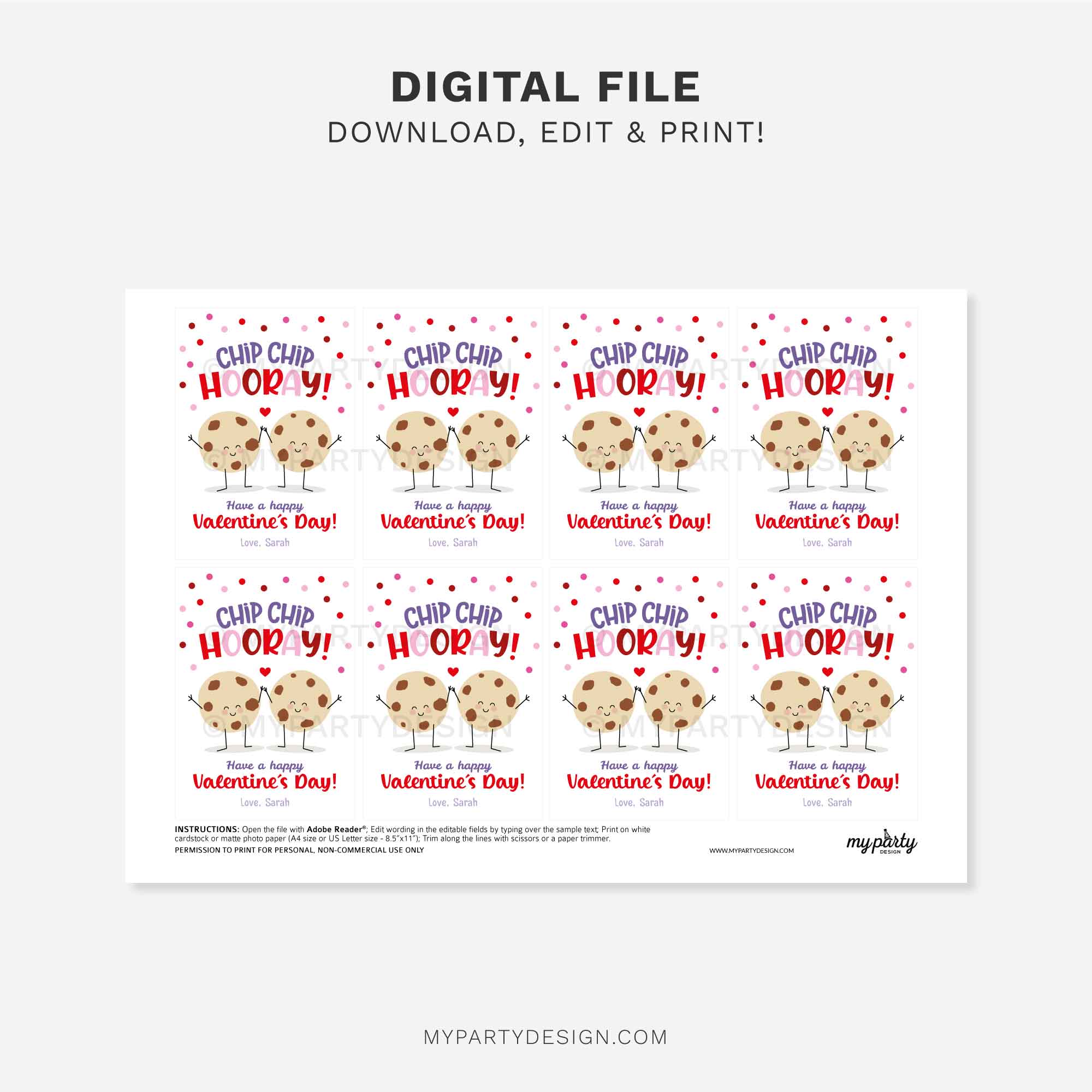 VALENTINES-GIFT-TAGS-CHIP-CHIP-HOORAY-COOKIES-00C printable valentines chip hooray cookies gift tag for Valentine's Day class gifts