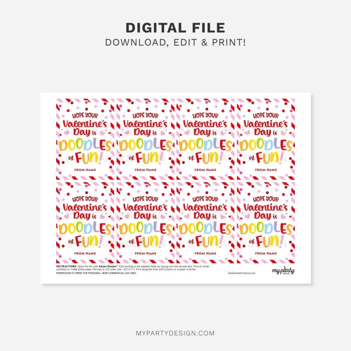 printable valentines doodles of fun gift tag for valentine's day class gifts