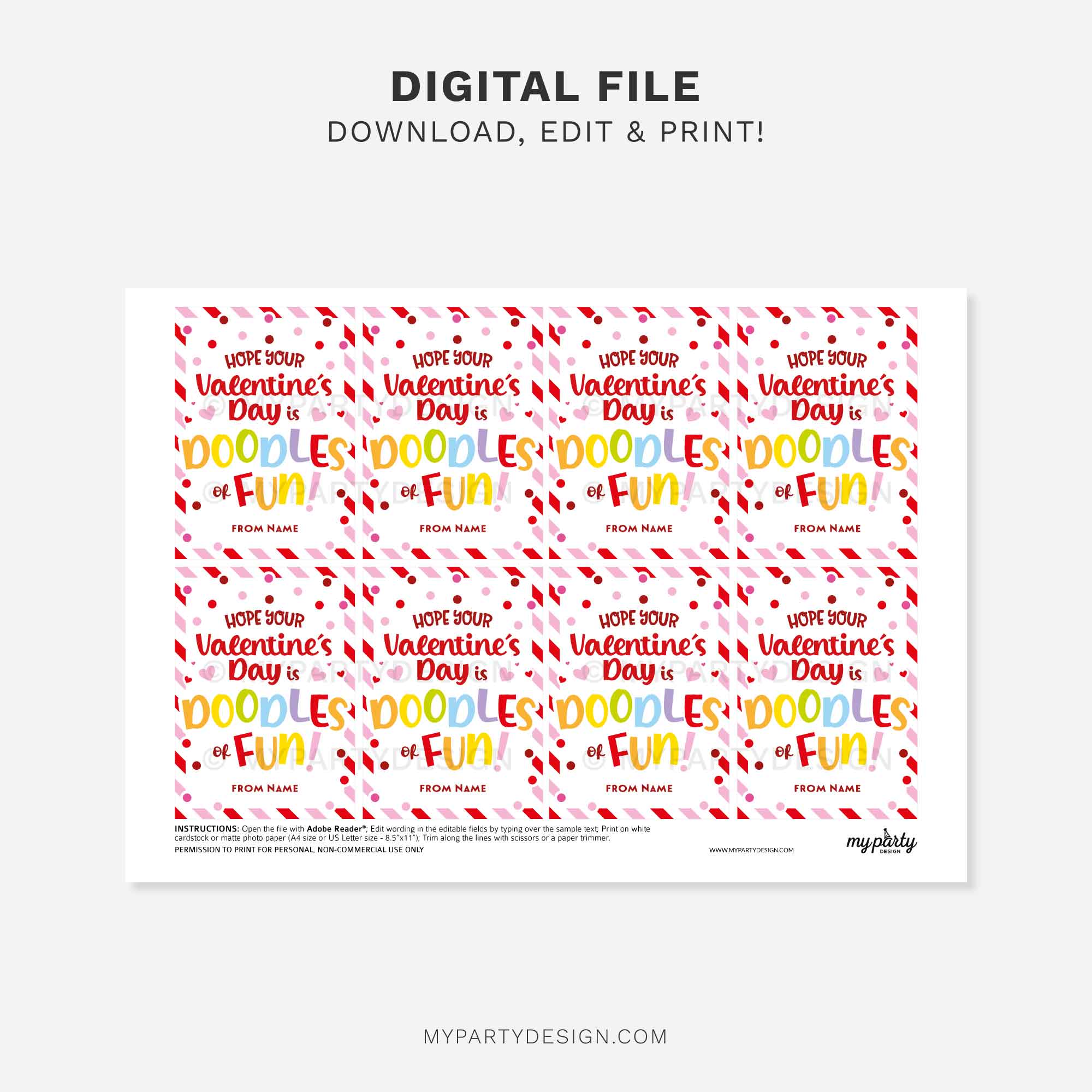 VALENTINES-GIFT-TAGS-DOODLES-OF-FUN-00C printable valentines doodles of fun gift tag for valentine's day class gifts