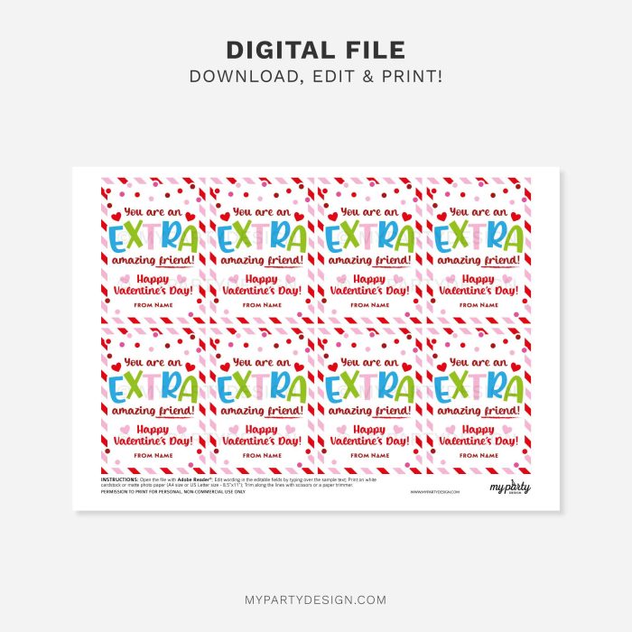 printable valentine extra amazing friend gift tag for class valentines gifts