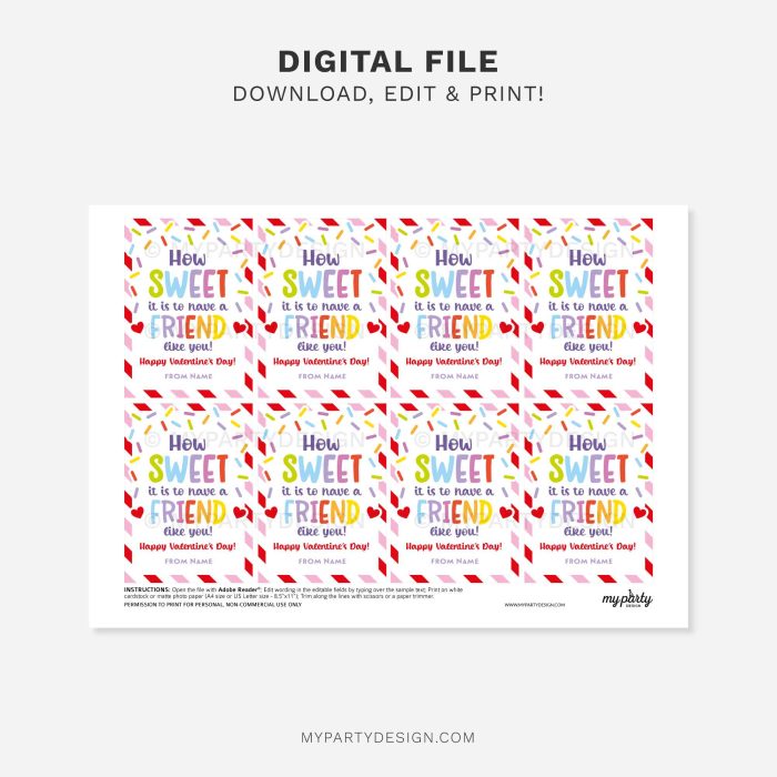 printable how sweet friend valentines gift tags for kids class gifts