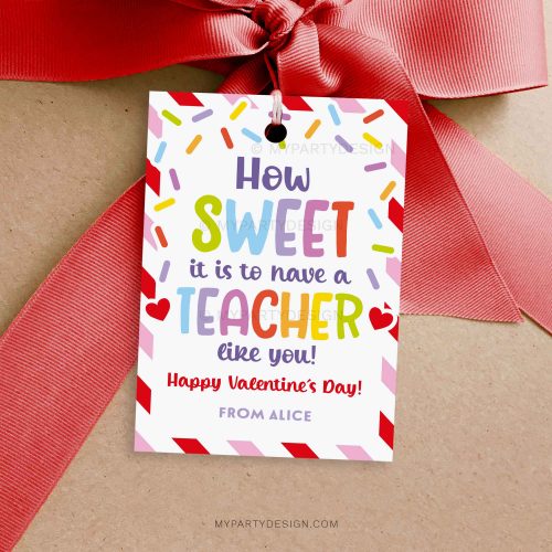 How sweet teacher valentines gift tag for kids class gifts