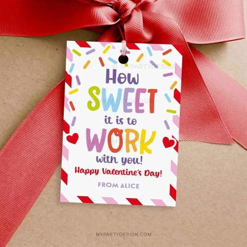 how sweet work valentines gift tag for coworkers, employees or staff gifts