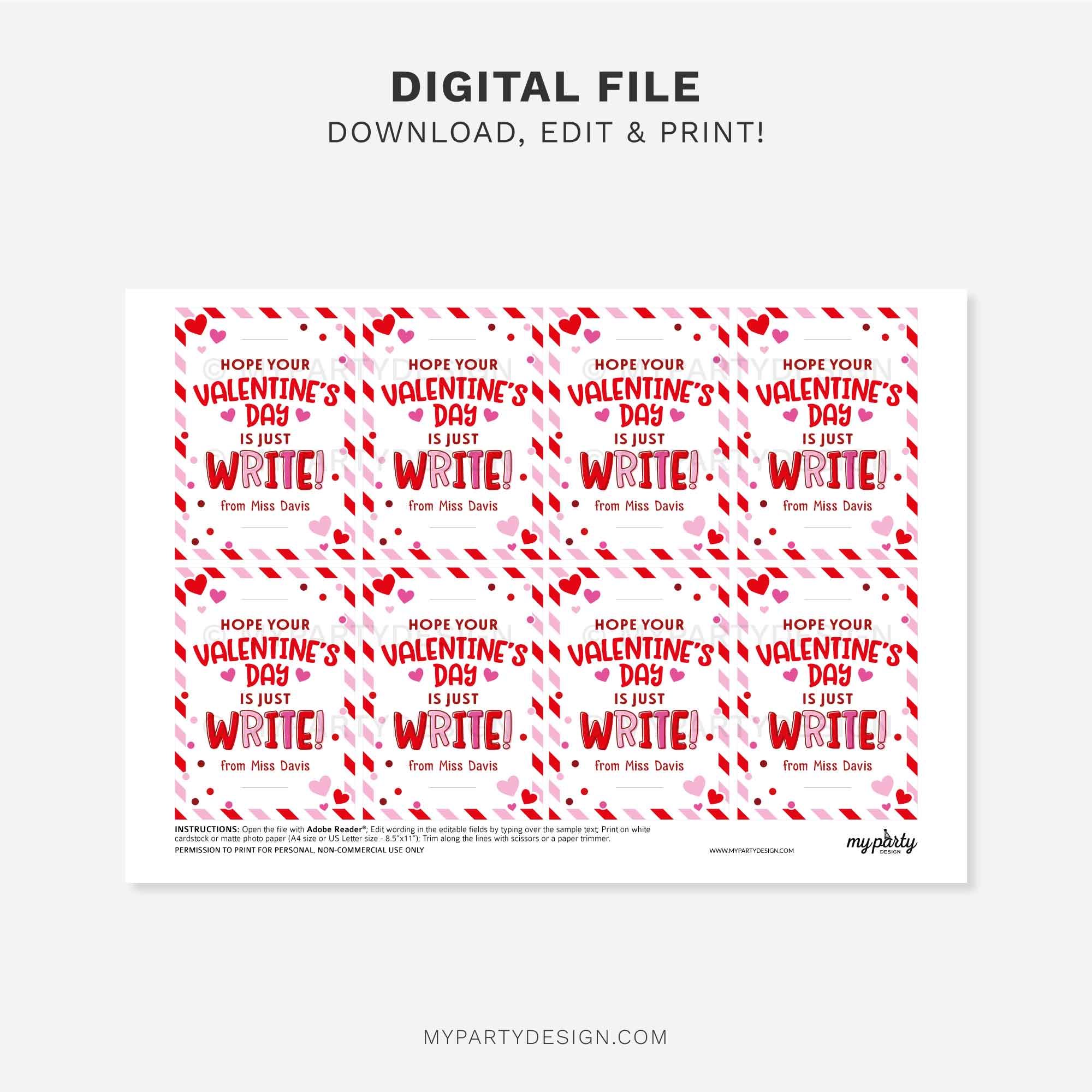 VALENTINES-GIFT-TAGS-PENCIL-JUST-WRITE-00B printable Valentine's Day pencil tag for class valentines gifts