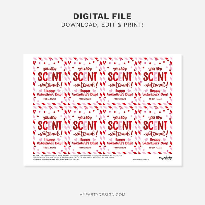 printable Valentines Scent-sational Gift Tag for Valentine's Day appreciation gifts