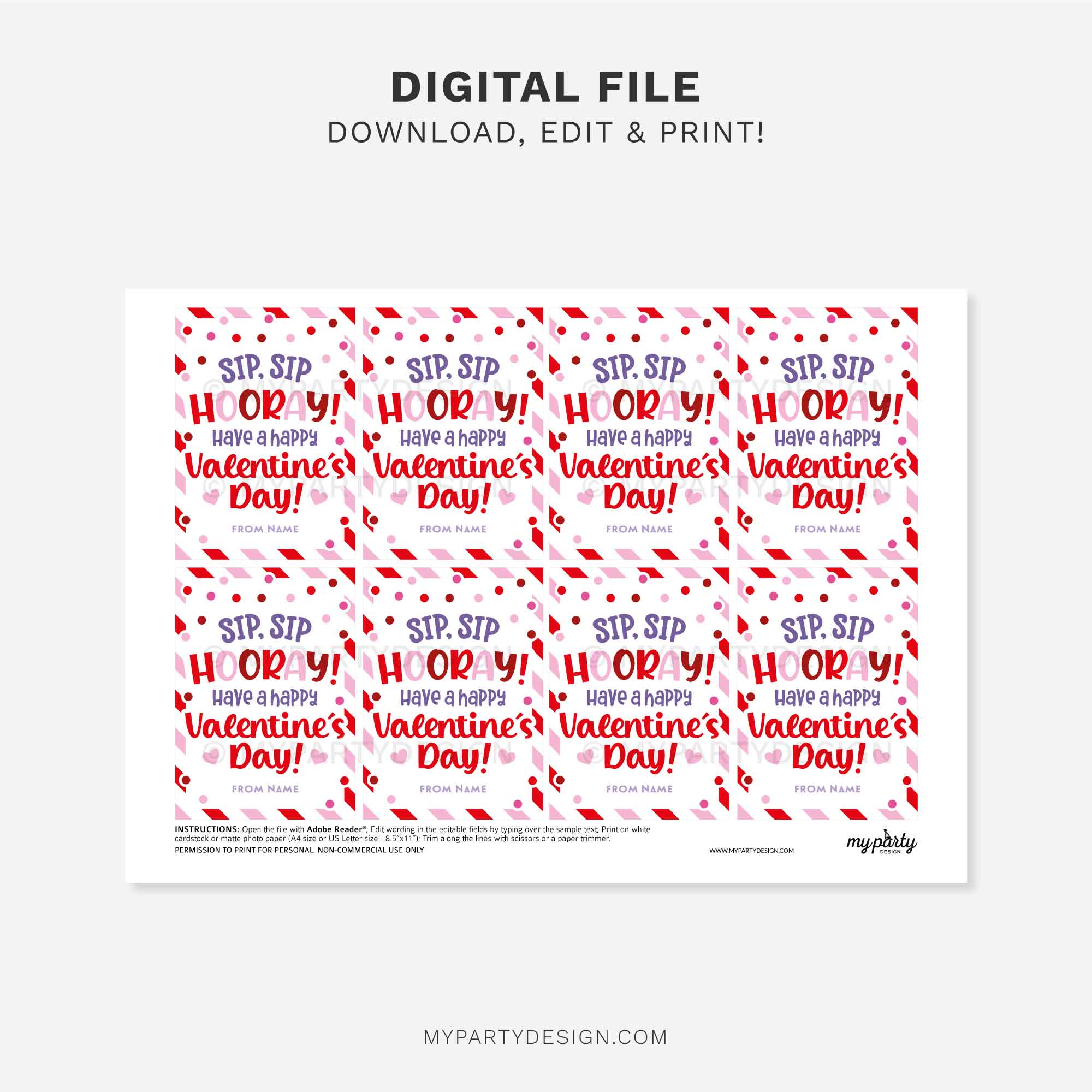 VALENTINES-GIFT-TAGS-SIP-SIP-HOORAY-00C printable valentines sip sip hooray gift tag for Valentine's Day class gifts