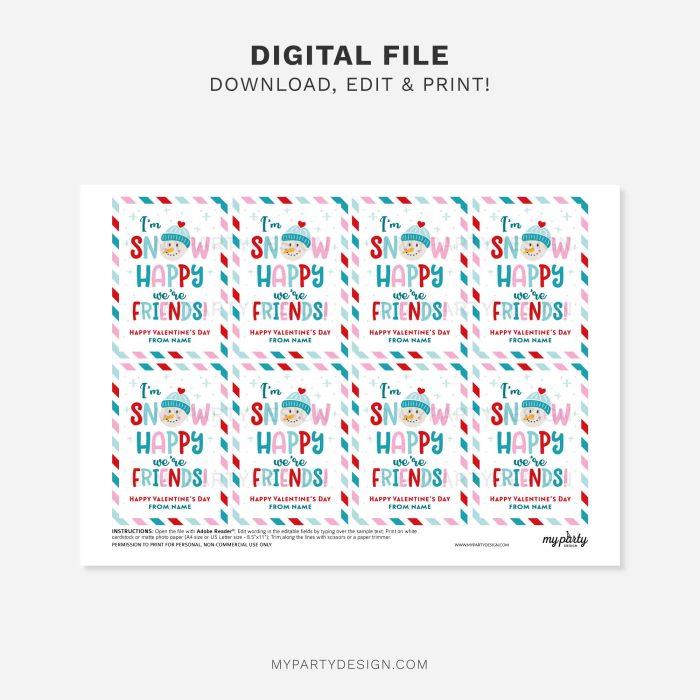 printable valentines snow happy to we're friends gift tag for snow globe class gifts