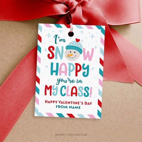 valentines snow happy you're in my class gift tag for snow globe class gifts