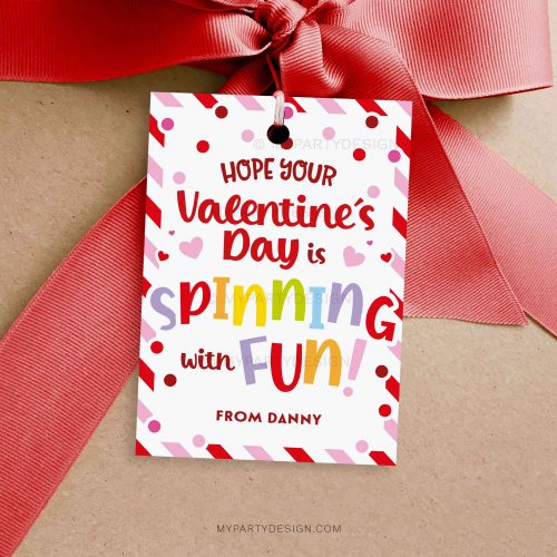 valentines spinning with fun gift tag for valentine's day class gifts