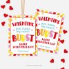 Valentine's Day tag for star candy that reads "valentine, you make my heart burst"