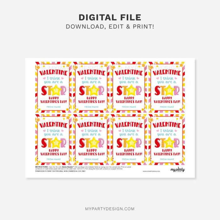 printable valentine you're a star gift tag for star shaped candy