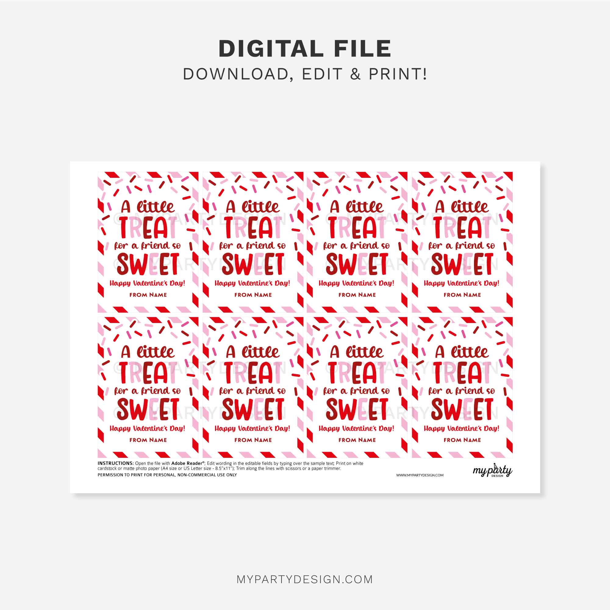 VALENTINES-GIFT-TAGS-TREAT-FOR-FRIEND-SO-SWEET-00C printable little treat for a friend so sweet gift tag for Valentine's Day class gifts