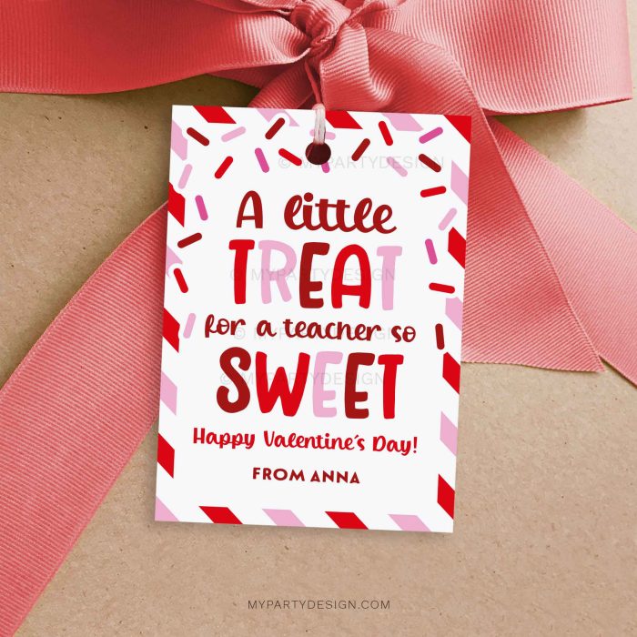 little treat for a teacher so sweet gift tag for Valentine's Day gifts