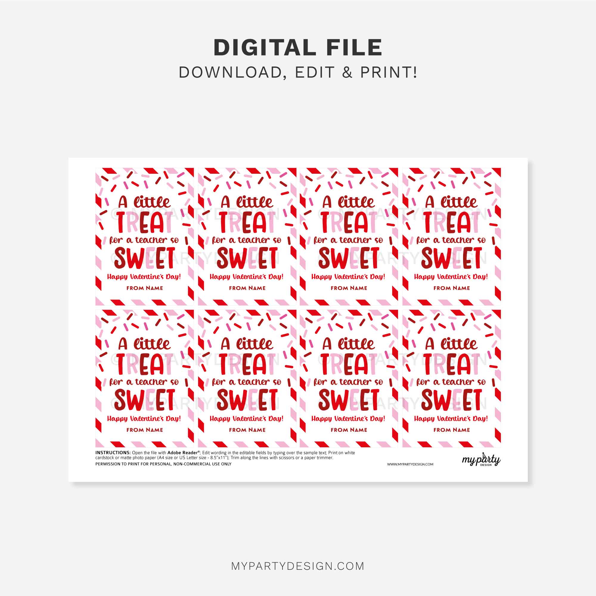 VALENTINES-GIFT-TAGS-TREAT-FOR-TEACHER-SO-SWEET-00C printable little treat for a teacher so sweet gift tag for Valentine's Day gifts