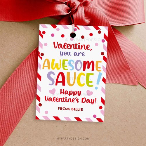 valentine you are awesome sauce gift tag for class valentines gifts