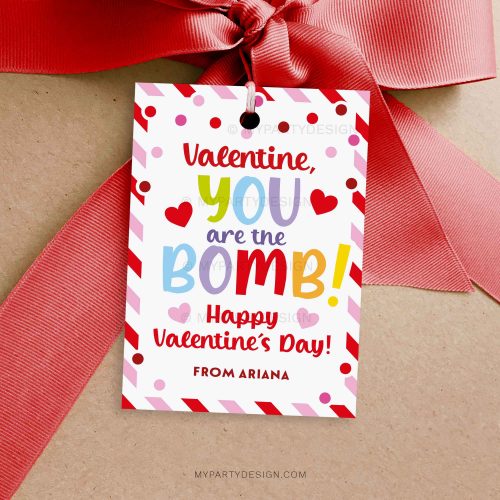 valentine you are the bomb gift tag for class valentines gifts