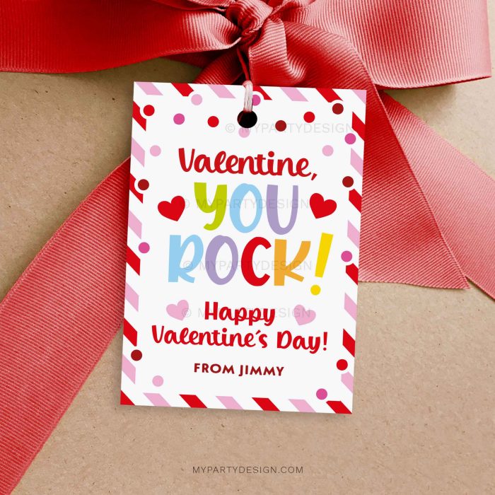 valentine you rock gift tag for class valentines gifts