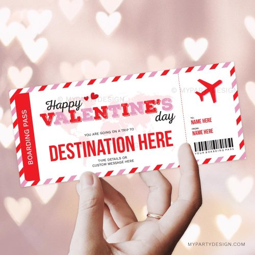 Valentine's Day travel voucher template gift