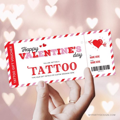 Valentine's Day tattoo gift voucher certificate