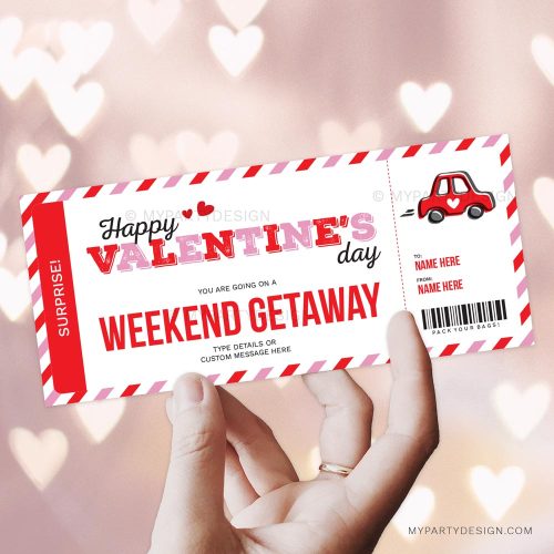 Valentine's Day gift weekend getaway voucher template