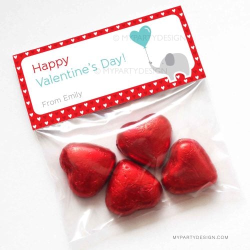 elephant valentine bag topper for kids valentines class gifts
