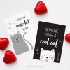 printable valentines day cards cat theme