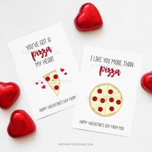 printable valentines day cards pizza theme