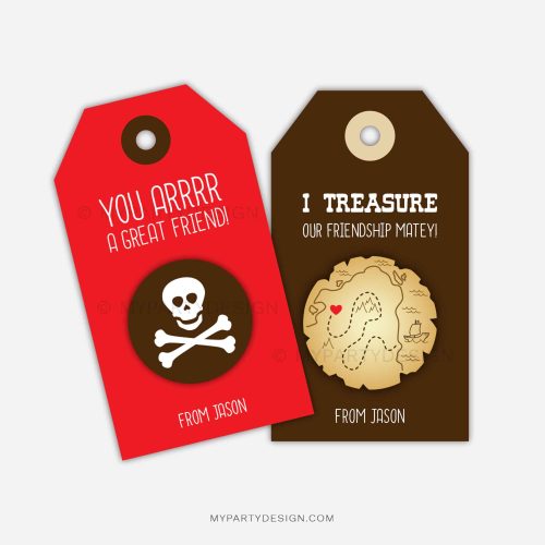 pirate valentines gift tags for class gifts