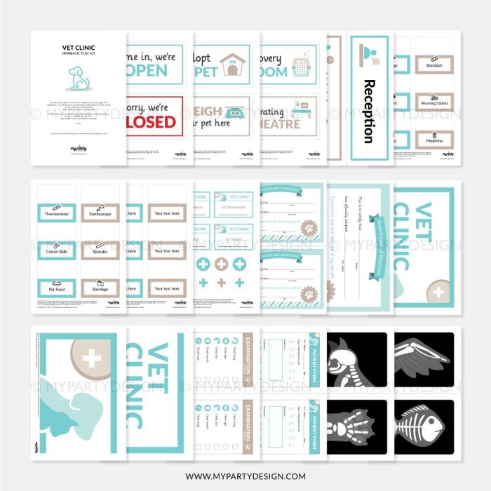 printable vet clinic dramatic play kit for kids pretend play