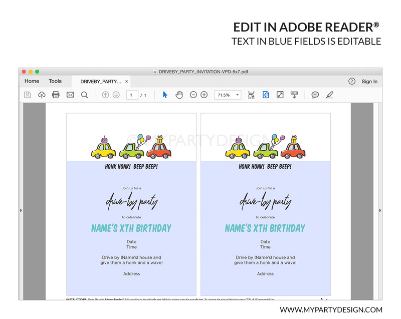 VIRTUAL_PARTY_INVITATION-VPD-02 drive by party invitation printable
