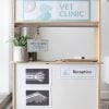 vet clinic dramatic play on Ikea play kitchen hack