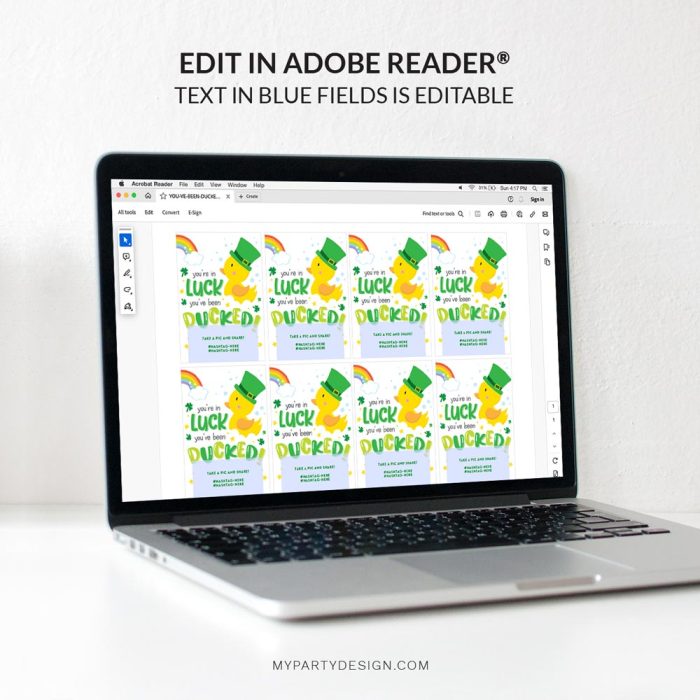editable you're in luck you've been ducked tags template