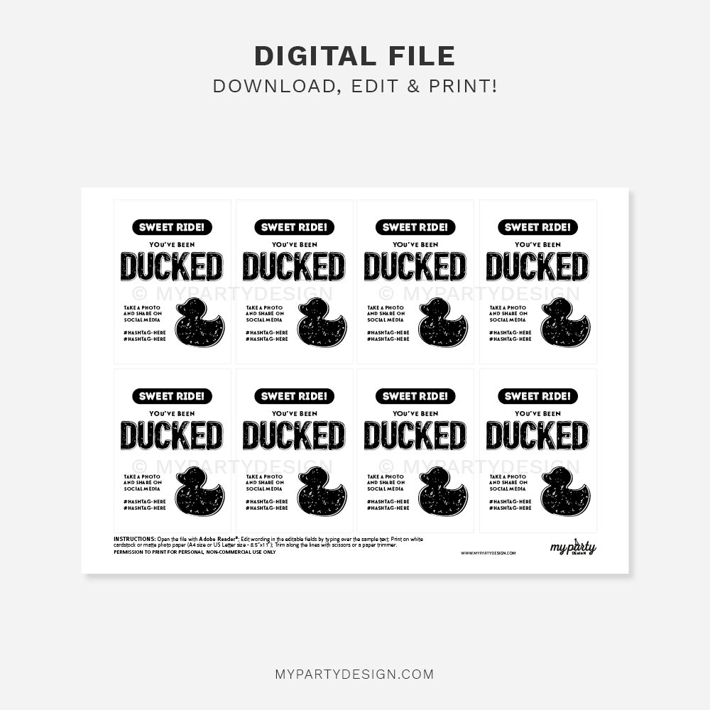 YOU-VE-BEEN-DUCKED-TAGS-SWEET-RIDE-00C printable sweet ride you've been ducked tags for ducking jeep game