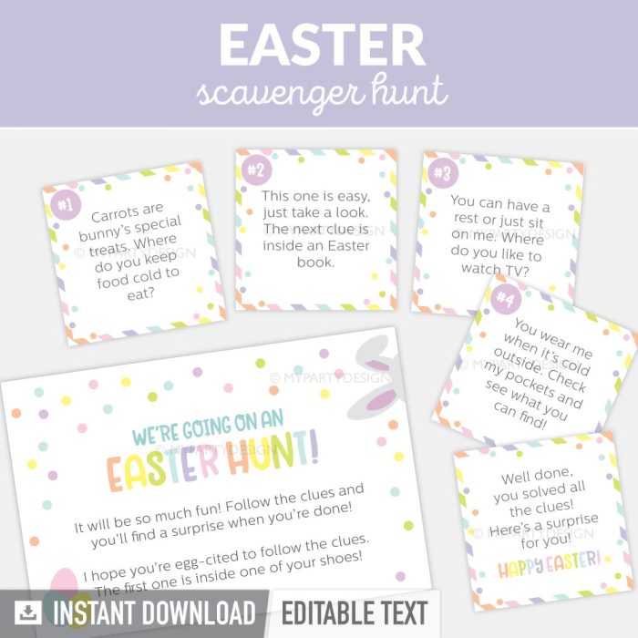 easter scavenger hunt clues printables