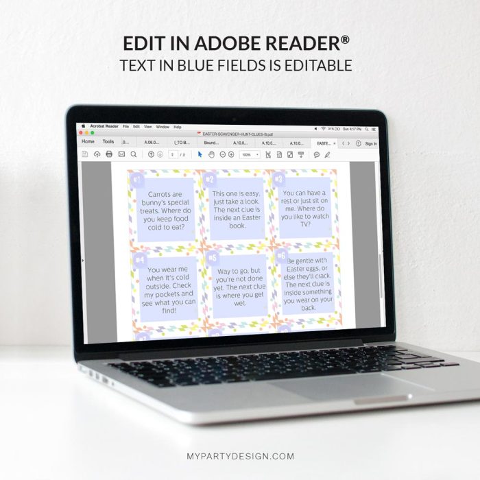 editable easter scavenger hunt clues